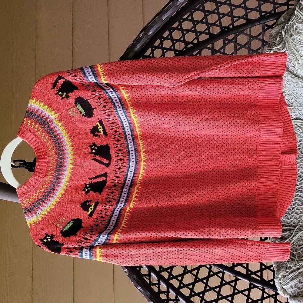 NWT 🐈‍⬛ Witchy cat fair isle cardigan - halloween orange - Picture 7 of 12
